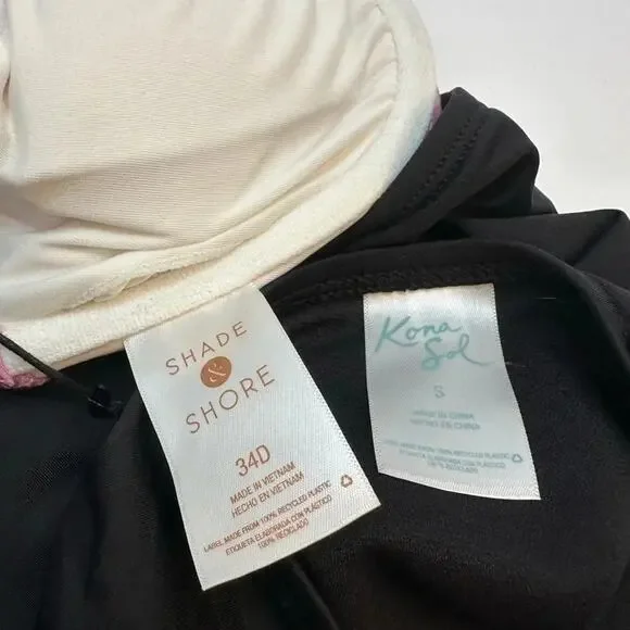 Shade & shore, bikini pink underwire top black high-rise bottom size34D small - Picture 3 of 4